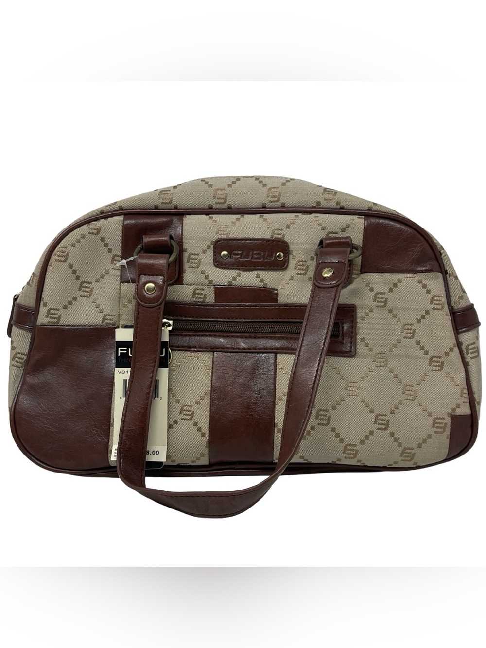 Vintage Y2K FUBU Tan & Brown Satchel Handbag All Over Logo Print
